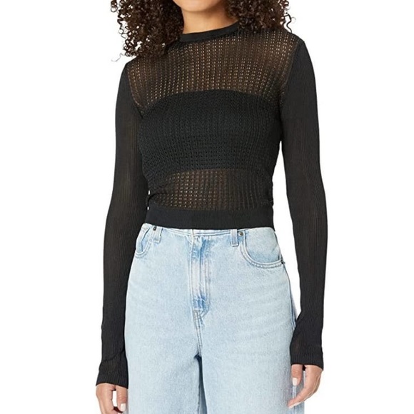 Free People H2O Crew Pullover /Black - Picture 6 of 10